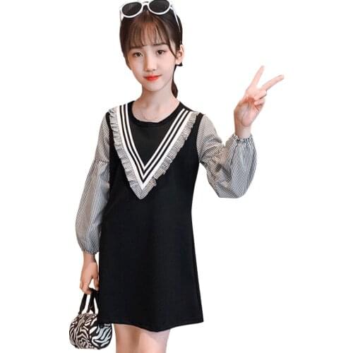 Big Girl Dresses Plaid Pattern Dress For Girl Casual Style Dress For Kids Spring Autumn Costume Girl 6 8 10 12 14