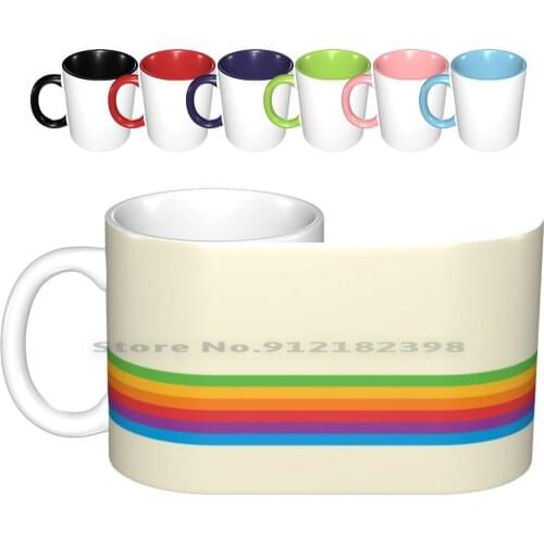 Retro Rainbow Ceramic Mugs Coffee Cups Milk Tea Mug Rainbow Macbook Imac Macintosh Retro Vintage 60s 70s 80s 90s Colorful Pride