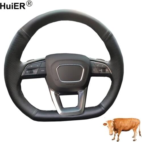 D TypeHand Sewing Car Steering Wheel Cow Leather Wrap D Type For Audi Q3 2018-2020 Q5 SQ5 2017-2020 Q7 SQ7 2015-2020 Q8 SQ8 2018