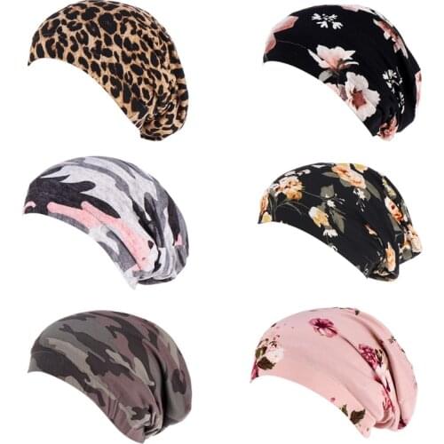 Satin Lined Sleep Cap Printed Double Layer Slouchy Bonnet Beanie Hair Slap Hat Dropshipping