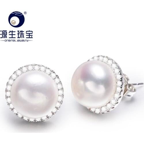 [YS] Sliver Stud Earring 10-11mm freshwater Pearl Stud Earring 3 Colors Available