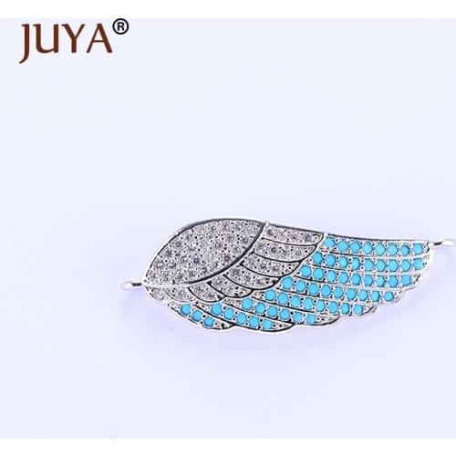 Top Quality Copper Metal Inlay Zircon Rhinestone Wings Connectors For Jewelry Making DIY Fashion Bracelets Necklace Accessories