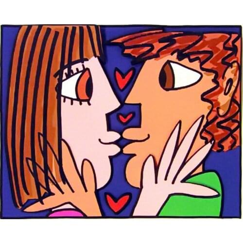Modern painting pop art the love of my life on oil canvas for wedding decor, wallpaper, gallery