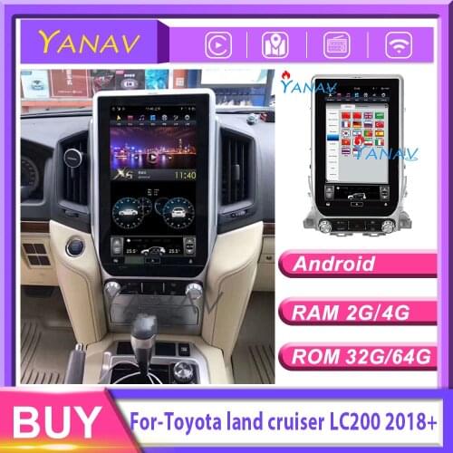 Tesla style car radio multimedia player For-TOYOTA land cruiser LC200 2018+ car stereo video player car gps navigation 14.1 inch