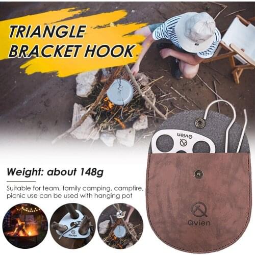 Outdoor Camping Portable Triangle Hanging Pot Bracket Barbecue BBQ Rack Branch Multifunctional Picnic Ring Hook