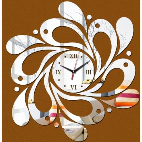Vintage wall clock quartz clocks modern design reloj de pared horloge acrylic mirror sticker decorative living room needle