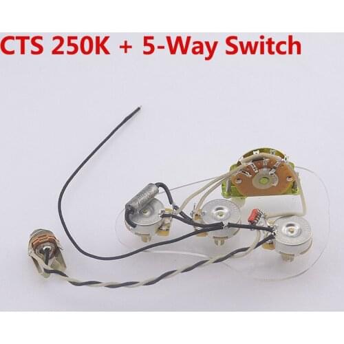 Loaded Pre-wired Electric Guitar Wiring Harness Prewired Kit ( 3x 250K Brass CTS Pots + 5-Way Switch )