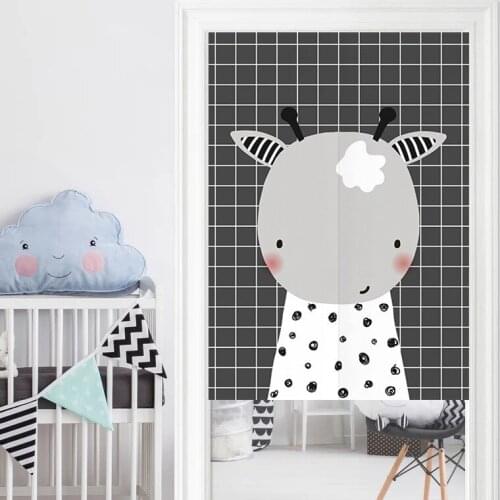 Door Curtain Childrens Bedroom Fabric Funny Partition Curtain Toilet Kitchen Short Curtain Cartoon Animals