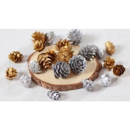 6/9 pieces/set of Gold and Silver Pine Cone DIY Wedding Christmas Wreath Decoration Pine Cone Ball Christmas Tree Ornaments