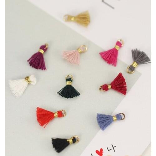 10pc Simple With a jump ring Cotton thread Small tassel pendant Earrings Drop charm Ear Studs tag Jewelry DIY headdress findings