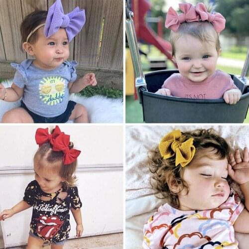 2Pcs/Set Baby Headband Cute Bows Baby Girls Hair Clips Soft Elastic Princess Kids Children Turban Headwear Baby Hair Accessories