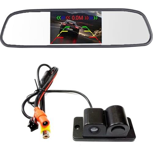 4.3" Car Rearview Mirror Monitor + Rear View Camera with Radar Sensor All-in-one Parking Assistance System