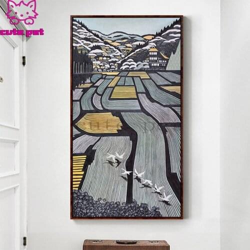 5d diamond painting Abstract Painting Rice Field Harvest diy full square drill diamond embroidery round diamond mosaic view