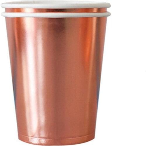 8pcs/Bag Birthday Party Disposable Tableware Cups Gilding Rose Gold Paper Cups Party Decor Kid Baby Party Supplies