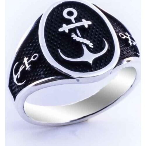 925 sterling Silver Oval Anchor Pattern Ring