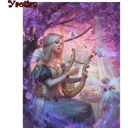 5D Full Square Drill Diamond Embroidery Nordic Style Elf Girl Jean Flower Diy Diamond Painting Cross Stitch Kit Mosaic Decor New