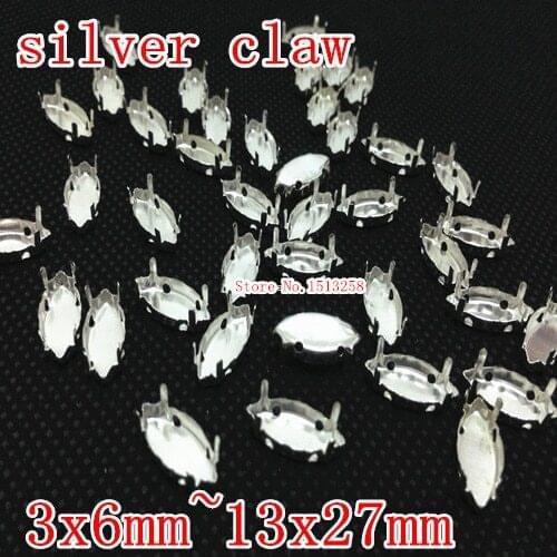 Navette White Metal Claw Setting For Sewing On Horse Eye Fancy Stone 17x32mm,13x27,9x18mm,7x15mm,3x6mm,4x8,5x10,4x15mm,6x12mm