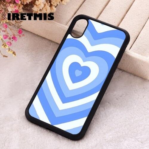 Iretmis 5 5S SE 2020 Phone Cover Case for iPhone 6 6S 7 8 Plus X Xs XR 11 12 Mini Pro Max Silicone Blue Illusion Hearts