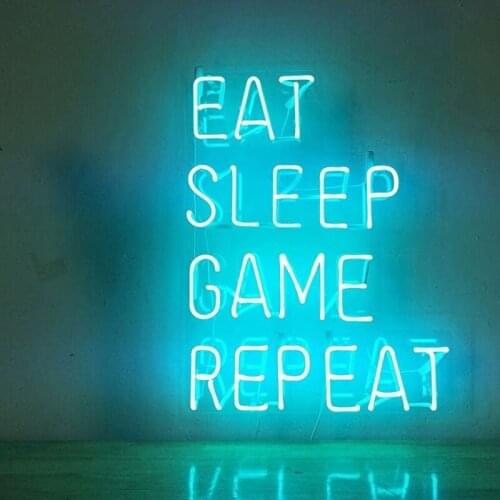 Decorative Light Eat Sleep Game Repeat Lamp Neon Bulb Light wall Home Room Beer Bar Lamp Lumineuse Decorate Handmade glass Tube