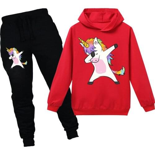 Unicorn cartoon hooded long-sleeved shirt stilettos girl cute cartoon European and American fashion home sports and leisure suit