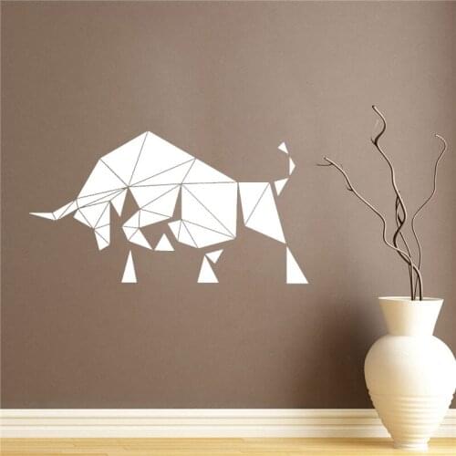 Geometric Animal Wall Abstract Bull Art Decal Vinyl Window Stickers Polygonal For Bedroom LivingRoom Office Interior Decor CX291