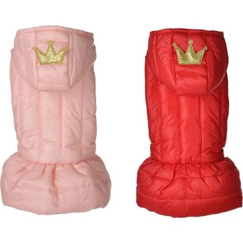 Cotton Pet Dog Dress Winter Warm Solid Color Two-Leg Costume Puppy Crown Bread Skirt Coat Autumn Winter Clothing