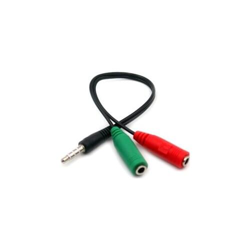 Cable Adapter 2 In 1 Splitter 4 Pole 3.5mm Audio Earphone Headset to 2 Female Jack Headphone Mic Audio Cable 3 pole for PC
