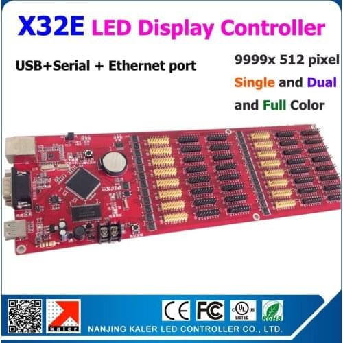 X32E 512*9999 pixel signle dual full color scrolling text led display controller card support multi-language dynamic border