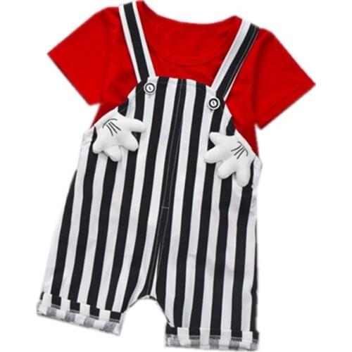 New Summer Baby Girl Clothes Suits Children Boys Cotton T Shirt Overalls 2Pcs/sets Toddler Casual Costume Infant Kids Tracksuit