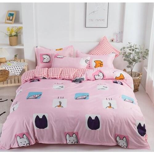 Pink Bedding set,220x240 Duvet Cover With Pillowcase, 210x210 Quilt Covers ,Cat pattern Blanket Cover,king Size Bed Set,2020