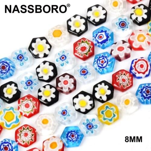 Colorful Rhombus Flower Pattern Czech Glass Beads for Jewelry Making Lampwork Glazed Loose Beads DIY Bracelet