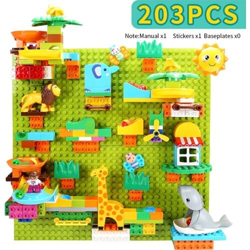 Creative Building Blocks Wall Base Plates Marble Race Run Construction Toy Compatible Duploed Blocks Toys For Kids Children Gift