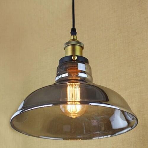 Loft Vintage Industiral Pendant Lights With Glass Lampshade Iron E27 Retro Hang Lamp Living Room Decoration Luminaire Suspension
