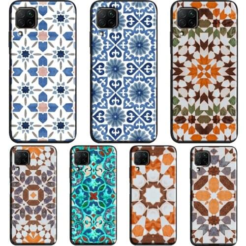 Moroccan Tile Case For Huawei P30 Lite P20 P40 Pro Mate 20 P Smart 2021 2019 Nova 5T Honor 9X 8X 10i 8A