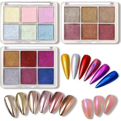 Local Tyrant Gold Aurora Holographic Powder Chrome Laser Mirror Glitter Nail Art Pigment Flakes Decorations Brush Manicure