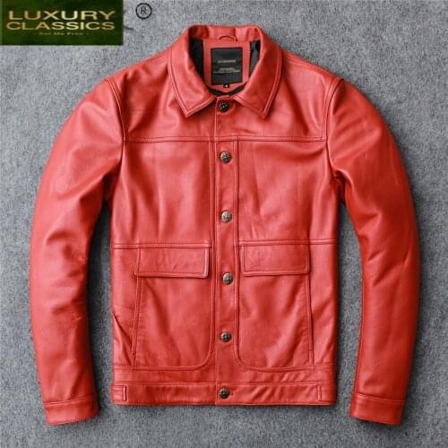 Plus Size 100% Real Cow Leather Coat Male Jacket Men Motorcycle Natural Genuine Leather Mens Jackets Streetwear Coats LW