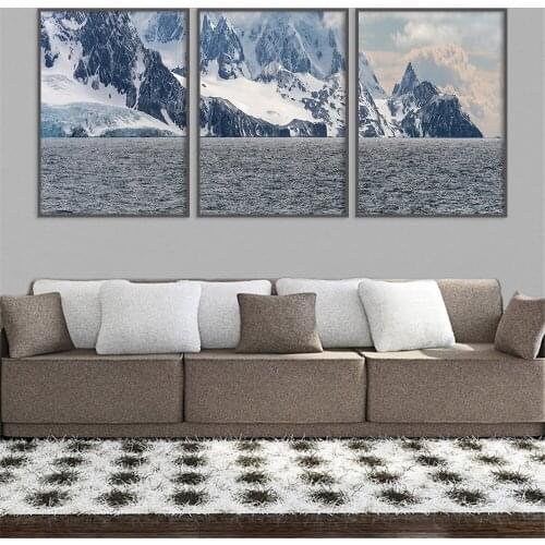 Set of 3 Mountain Prints Misty Wall Art Nordic Digital Poster Landscape Waves Picture with Mountains Spruce Photo