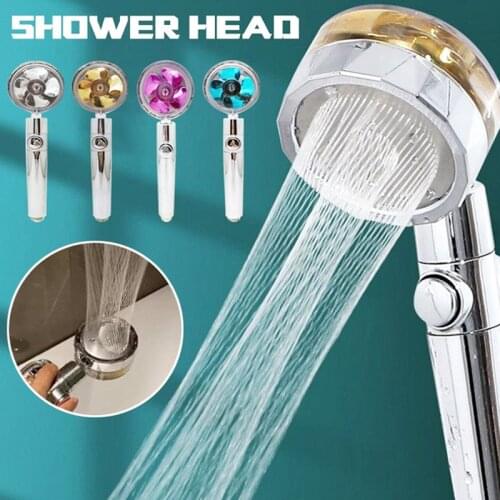 Rainfall Shower Head Water Saving Flow 360 Degrees Rotating With Small Fan ABS Rain High Pressure Bathroom Massage Spray Nozzle