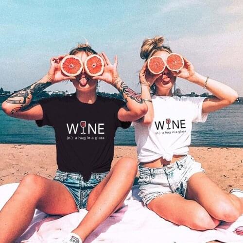 2020 New Womens Tshirt Harajuku Graphic Wine Glass Print T Shirts Women Tshirts Female T Shirt Womens White Short Sleeve