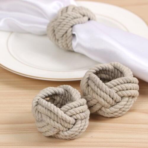 New Natural Jute Napkin Ring Rope Woven Napkin Buckle Linen Rope Napkin Ring For Party Dinner Table Decoration