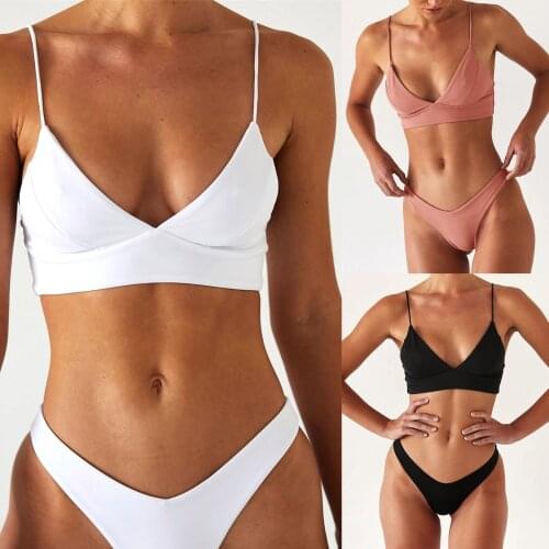 2021 Imucci Solid Swimwear Ladies Swimwear Sexy Push-up Micro Bikini Set Ladies Swimming Swimwear Beachwear Summer Bra Bikini