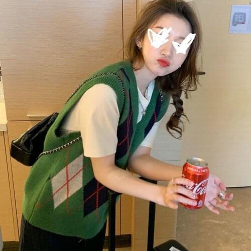 2021 Autumn Women Casual Knitted Loose Sleeveless Sweater Femlae Loose Outwear Vest Ladies V-Neck Pullover Tops Waistcoats H569