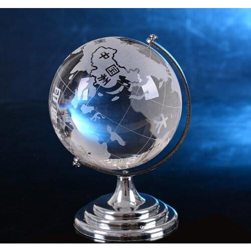 Transparent Synthetic Quartz Globe 8x11cm Office Desk Ornaments Fine World Golbe Teach Education Geography Toy Map Ball