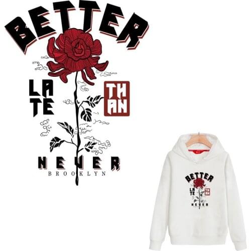 Rose iron on patches for clothing letters heat transfer ironing sticker diy punisher transfert thermocollants clothing applique