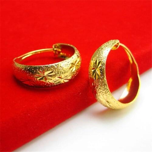 Beautiful Jewelry Yellow Gold Filled Retro Matte Surface Mom Earrings