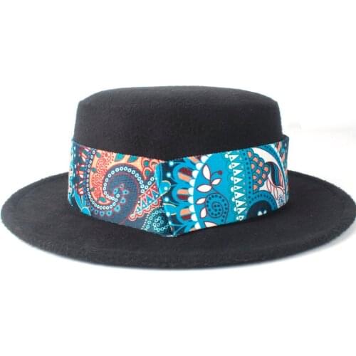 2019 Fashion Men Women Flat Top Fedora Hat Wide Brim Boater Bohemia Hat Wool Winter Autumn Church Fascinator Casual Hat
