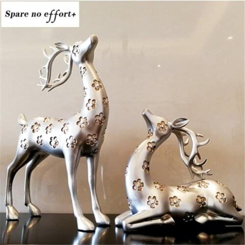 Statue Deer Resin Reindeer Sculpture Decoration Nordic Home Decor Deers Figurines for Interior Tabletop Decoration