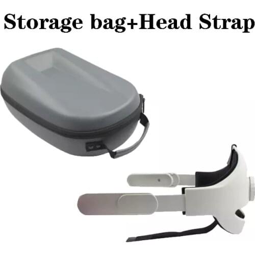 2in1 PU Storage Bag & Adjustable Replacement Comfortable Head Strap for Oculus Quest 2 VR Carrying Protective Case Accessories