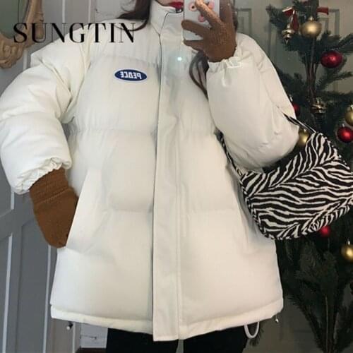 Sungtin Korean Winter Warm PU Leather Coats Female Harajuku Style Thicken Causal Outwears Women Boyfreind Loose Tops 2021 Chic