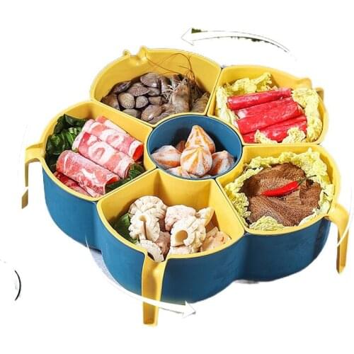 TT Grid Hot Pot Vegetable Platter Dish Creative Cutlery Plate Home Use Set Kitchen Side Dish Plate Dish